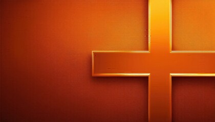 Fototapeta premium Christmas invitation card, Elegant orange and Gold Cross on Minimalist Background