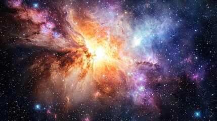 Fototapeta premium A breathtaking cosmic scene featuring vibrant colors and celestial formations, capturing the beauty of deep space and galaxies.
