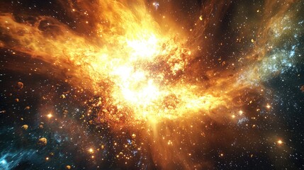 Fototapeta premium A breathtaking explosion of color and light in deep space, capturing the awe and mystery of the universe's cosmic phenomena.