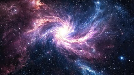 Fototapeta premium A breathtaking spiral galaxy illuminated with vibrant colors, showcasing the beauty and wonders of the universe.