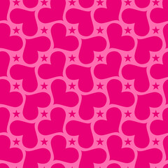 seamless pattern with hearts, bold and modern geometric patterns featuring hearts and stars in a vibrant pink hue. Perfect for wallpaper, fabric, or any project needing a stylish, contemporary touch