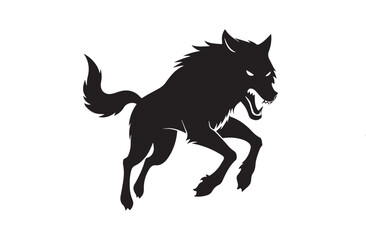 Angry wolf silhouette vector illustration, Angry wolf vector
