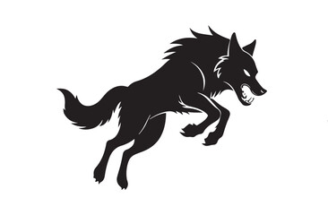 Angry wolf silhouette vector illustration, Angry wolf vector