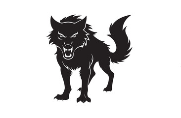 Angry wolf silhouette vector illustration, Angry wolf vector