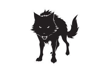 Angry wolf silhouette vector illustration, Angry wolf vector