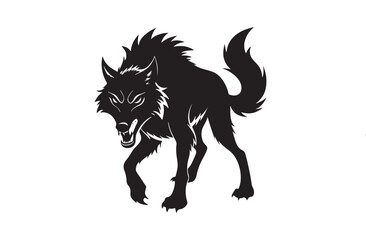 Angry wolf silhouette vector illustration, Angry wolf vector