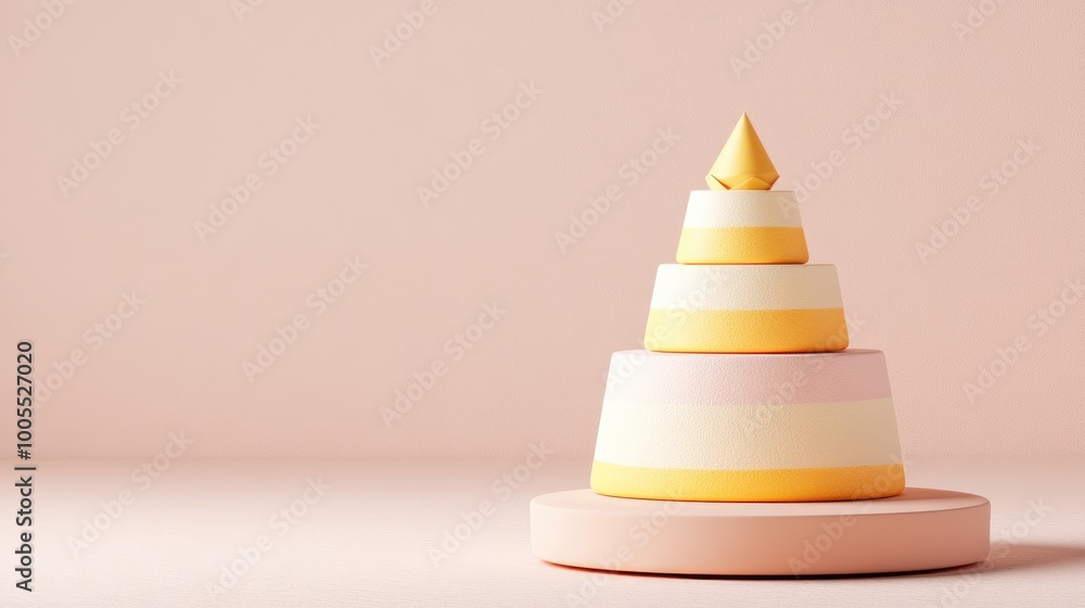 Poster stack of colorful origami paper, neatly arranged in a gradient pattern on a neutral background