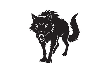 Angry wolf silhouette vector illustration, Angry wolf vector