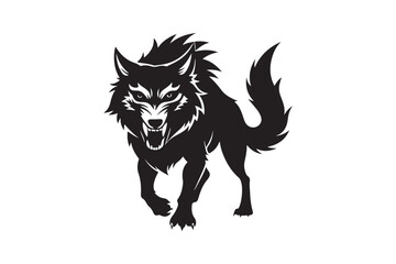 Angry wolf silhouette vector illustration, Angry wolf vector