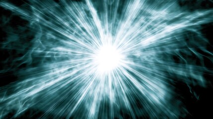 Abstract glowing light burst on a black background.