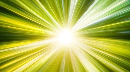 Obraz premium Abstract background with bright yellow, white, and green light rays radiating from the center.