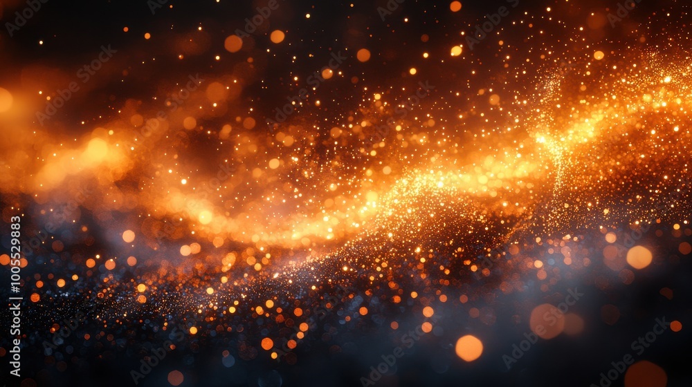 Poster glowing particles swirl in dynamic patterns, creating a mesmerizing display of light and color in a 