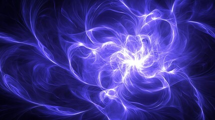 Fototapeta premium Abstract blue fractal with swirls and a bright center.