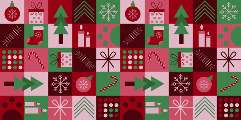 Christmas holiday geometric pattern. Christmas celebration print wallpaper or winter season festive design cover. 