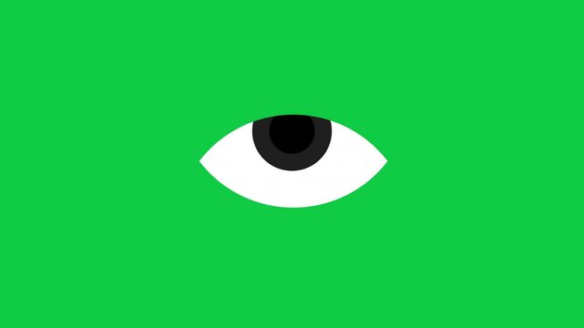 Eye looking up animation on green screen background