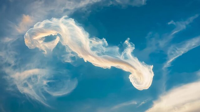 Mesmerizing S-Shaped Cloud in Timelapse Against Blue Sky