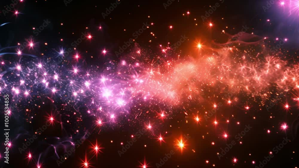 Poster vibrant bursts of colorful fireworks illuminate the dark night sky, creating a spectacular display o