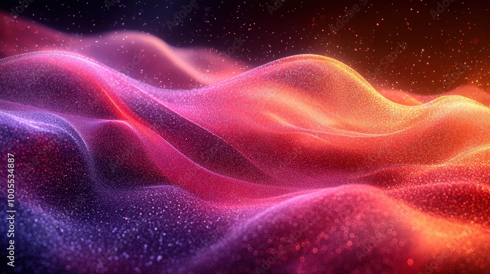 Aufkleber abstract colorful waves create an enchanting visual experience with sparkling particles in a vibrant