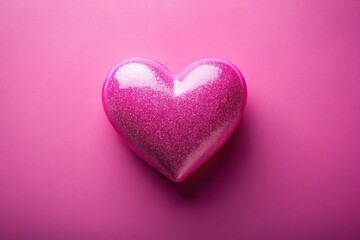 Fototapeta premium Pink heart on pink background