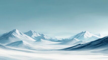A snowy mountain range with a clear blue sky