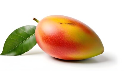 mango fruit isolated on white, mango with leaves, an mango