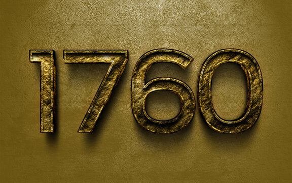 3D dark golden number design of 1760 on cracked golden background.