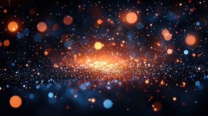 Fototapeta premium Colorful sparkles and luminous particles create a vibrant visual effect against a dark background