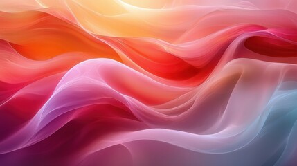 Vibrant abstract waves of color blend seamlessly in soft hues, creating a tranquil visual experience in a dreamy atmosphere