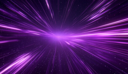 Abstract Purple Light Burst with Radiating Streaks and Cosmic Starry Background in Motion