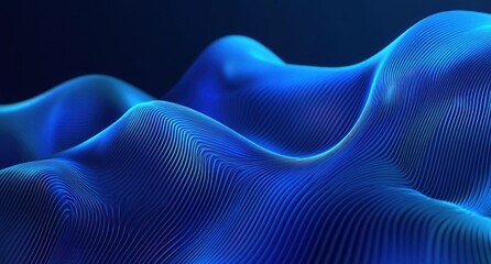 Abstract Blue Wavy Lines, Digital Art, 3D Rendering