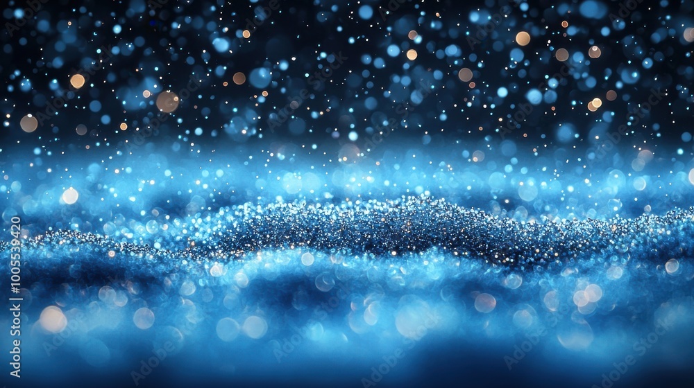 Aufkleber sparkling blue bokeh background with shimmering lights creating a dreamy atmosphere at night