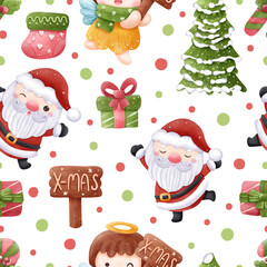 Joyful Winter and Christmas Seamless Pattern