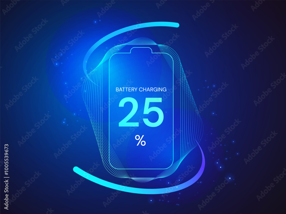 Fototapete electric vehicle battery charging status dashboard hologram interface with abstract battery shapes a