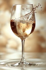 Captivating splash of white wine in a glass, beautifully isolated on a pristine white background