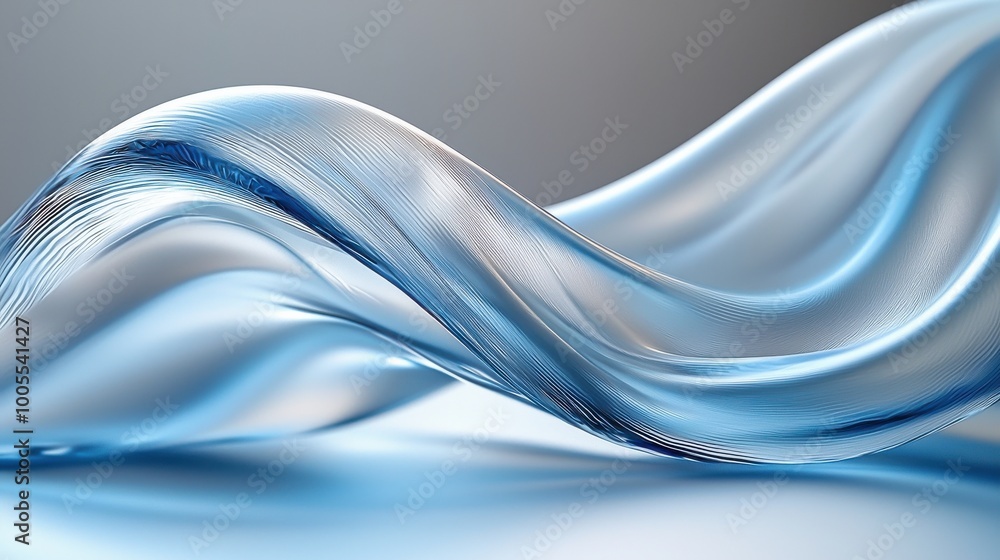 Poster translucent blue fabric gracefully draping over a smooth surface in a tranquil setting illuminated b