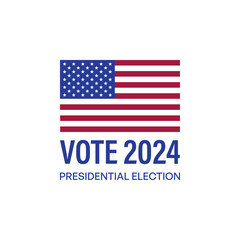 Vote Presidential Election 2024 Campaign Banner with American Flag and Stars