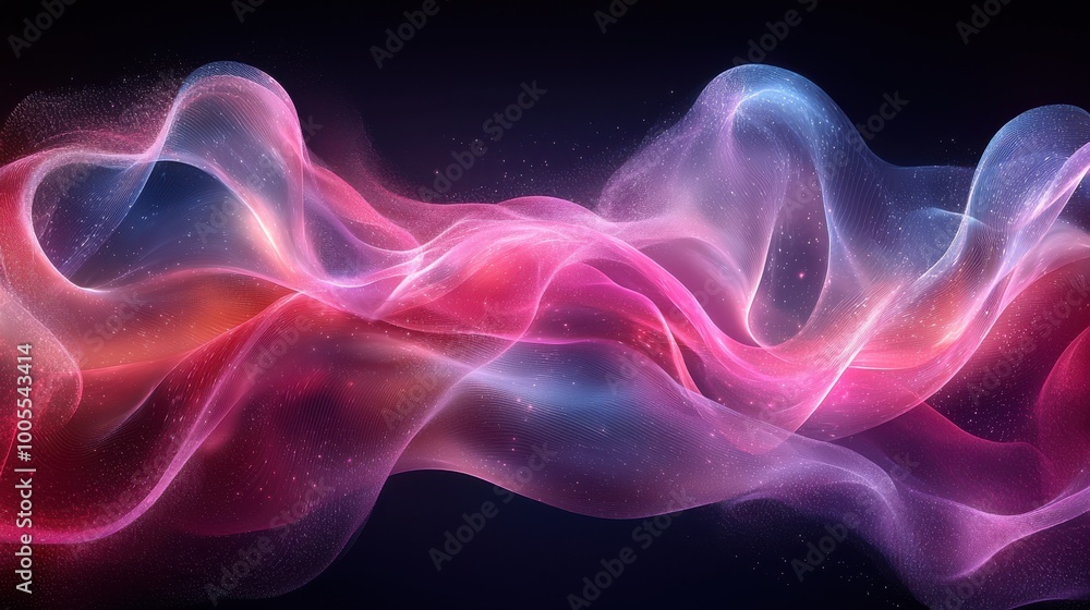 Poster colorful abstract waves blend seamlessly in a captivating display, showcasing dynamic movement and v