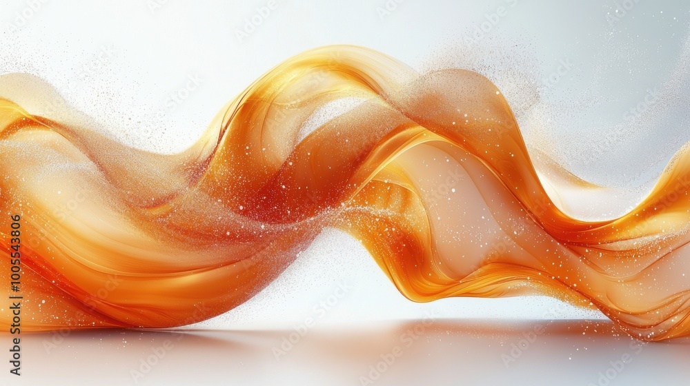 Poster abstract orange wave flowing smoothly across a light background, showcasing dynamic movement and ele