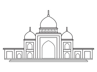 China Islam praying place Arabic architecture religious tourism destination oriental style outline design set icon