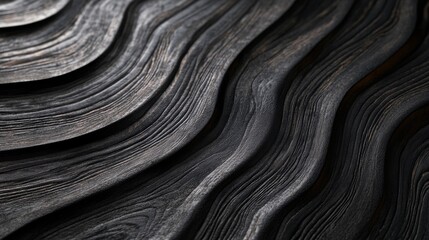 Obraz premium Wavy dark wood texture close-up, abstract