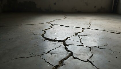 Obraz premium Close-up of a cracked, wet concrete wall, showcasing its rough texture and imperfections. Ideal for industrial-themed projects and backgrounds requiring a gritty aesthetic