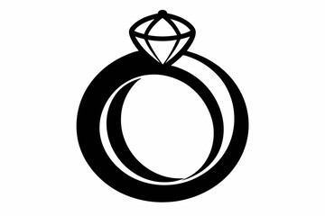 
Wedding Ring Silhouette, Ring with gemstone vector icon 