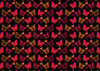 Set of Multicolor Butterflies Isolated on a Black Background. Illustration Template, Butterfly Spring Illustration