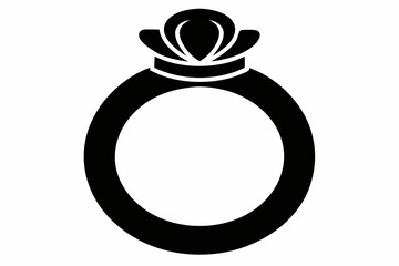 
Wedding Ring Silhouette, Ring with gemstone vector icon 