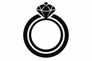 
Wedding Ring Silhouette, Ring with gemstone vector icon 