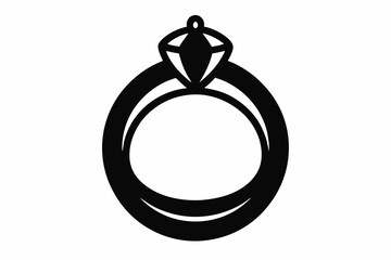 
Wedding Ring Silhouette, Ring with gemstone vector icon 