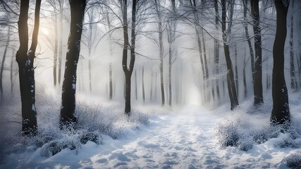 Naklejka premium forest with winter