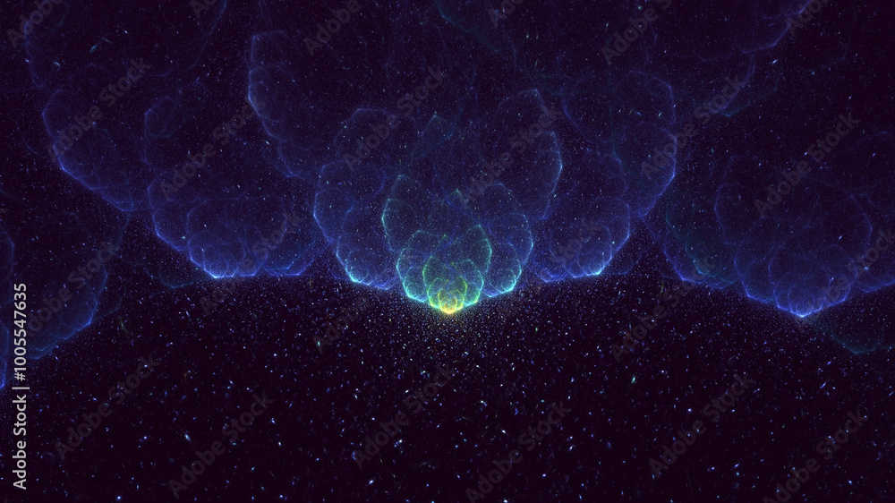 Poster 3d manual rendering abstract fractal light background. its not ai generatd illustration.