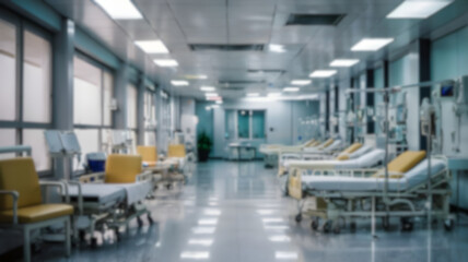 Blur image of hospital with bokeh for background usage.