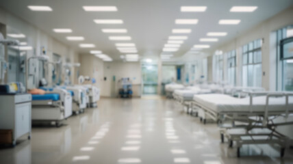 Blur image of hospital with bokeh for background usage.